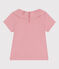 Teeshirt enfant en coton manches courtes à col uni rose CHARME