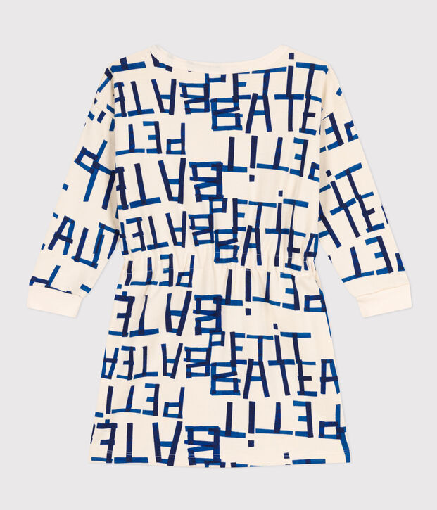 Robe manches longues en molleton bross&eacute; imprim&eacute; enfant fille &eacute;cru/multicouleur