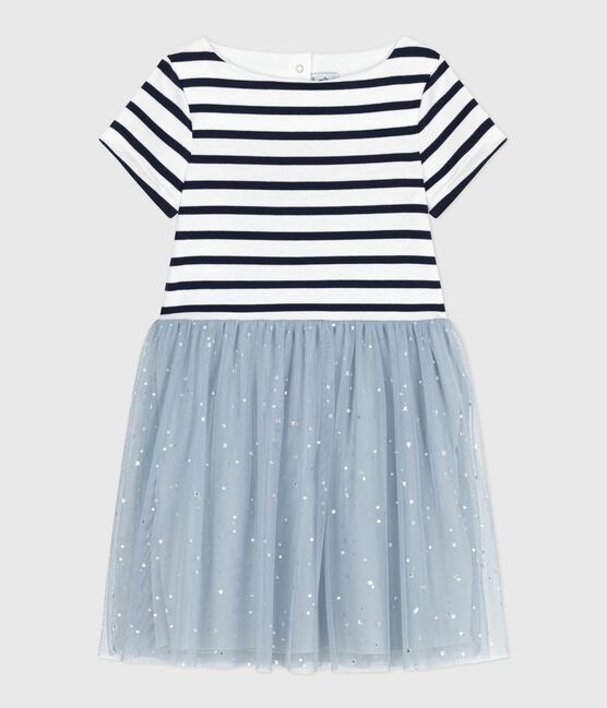 Robe enfant en coton manches courtes rayée CO2/ MULTICO