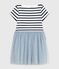 Robe enfant en coton manches courtes rayée CO2/ MULTICO