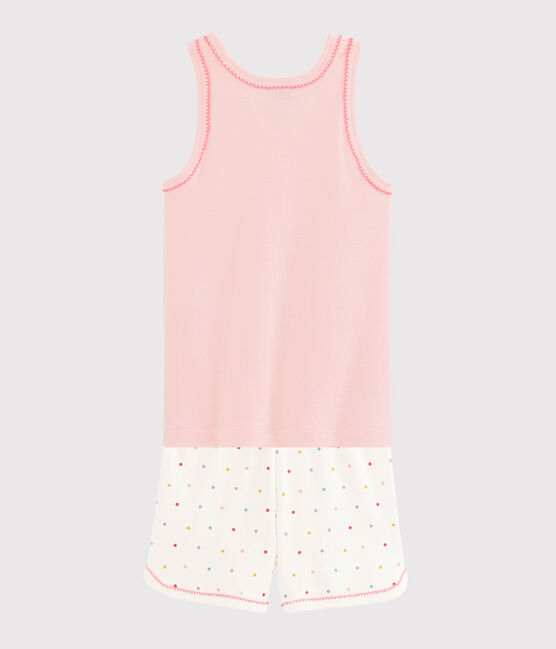 Pyjacourt petite fille en côte rose MINOIS/blanc MULTICO