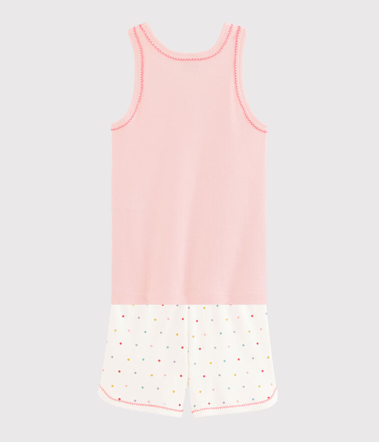 Pyjacourt petite fille en c&ocirc;te rose MINOIS/blanc MULTICO
