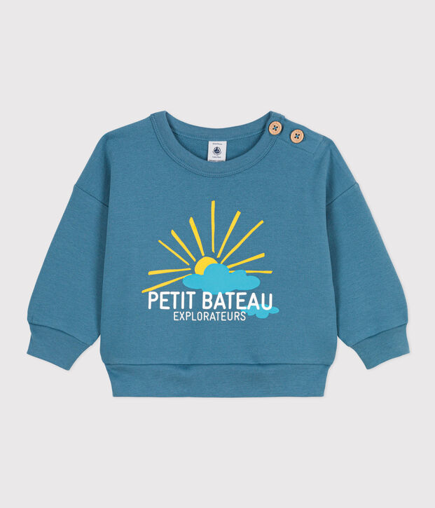 Sweatshirt b&eacute;b&eacute; en molleton l&eacute;ger bleu