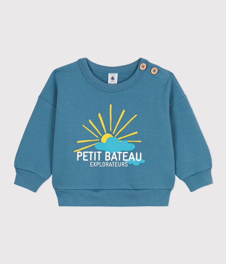 Sweatshirt b&eacute;b&eacute; en molleton l&eacute;ger bleu LAVIS
