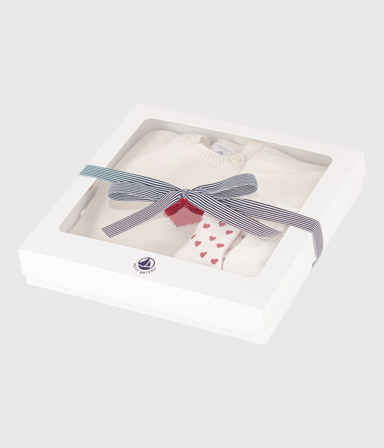 Coffret cadeau naissance en tricot multicouleur