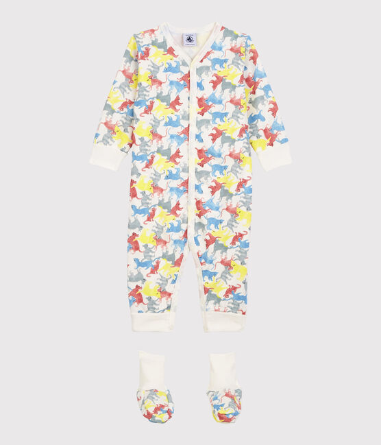 Ensemble nuit chats colorés bébé en molleton blanc MARSHMALLOW/blanc MULTICO