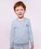 Pyjama enfant en coton &eacute;ponge &agrave; rayures bleu/&eacute;cru