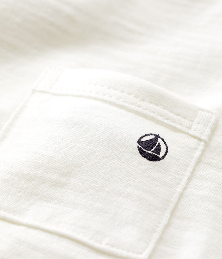 Tee-shirt manches courtes uni en jersey b&eacute;b&eacute; blanc MARSHMALLOW