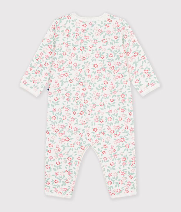 Pyjama b&eacute;b&eacute; en molleton sans pieds imprim&eacute; &agrave; fleurs blanc/multicouleur
