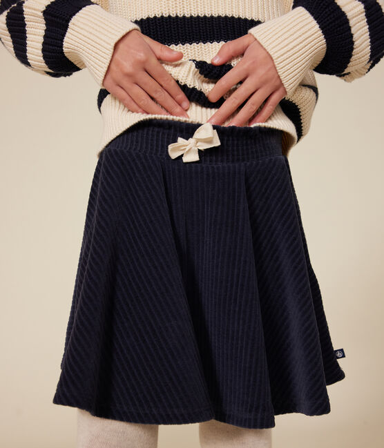 Jupe en bouclette velours enfant fille bleu SMOKING
