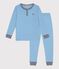 Pyjama enfant en coton col tunisien uni bleu FLO