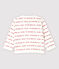 Cardigan Petit Bateau Je t'aime bébé en jacquard en coton biologique blanc MARSHMALLOW/rouge TERKUIT