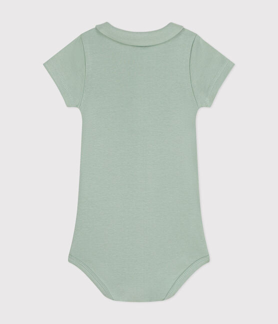 Body manches courtes col claudine en coton bébé vert HERBIER