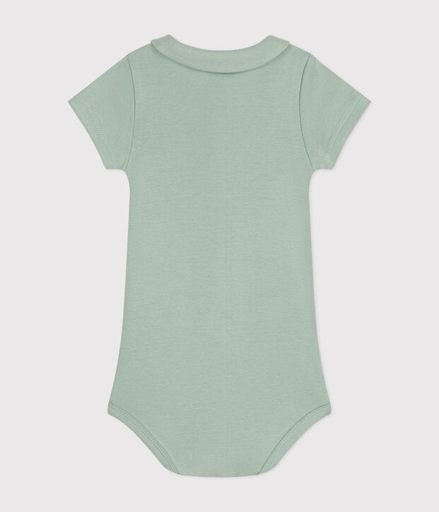 Body manches courtes col claudine en coton b&eacute;b&eacute; vert