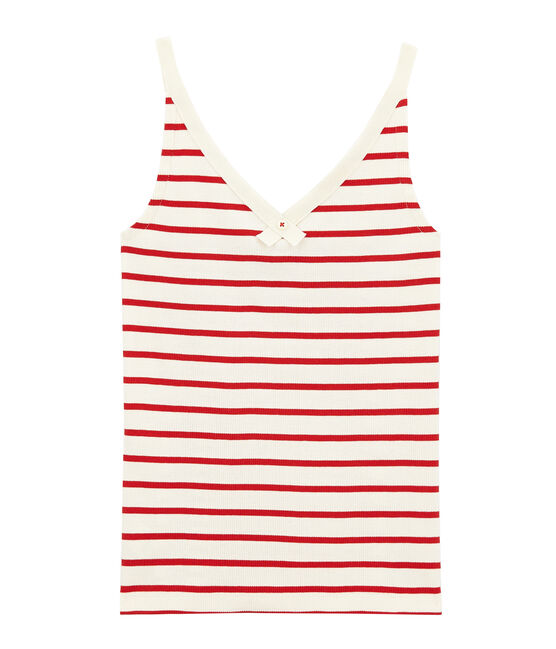 Débardeur 100 ans de la culotte femme beige COQUILLE/rouge TERKUIT