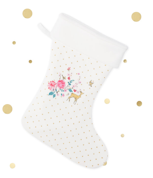 Chaussettes de No&euml;l fille blanc/jaune