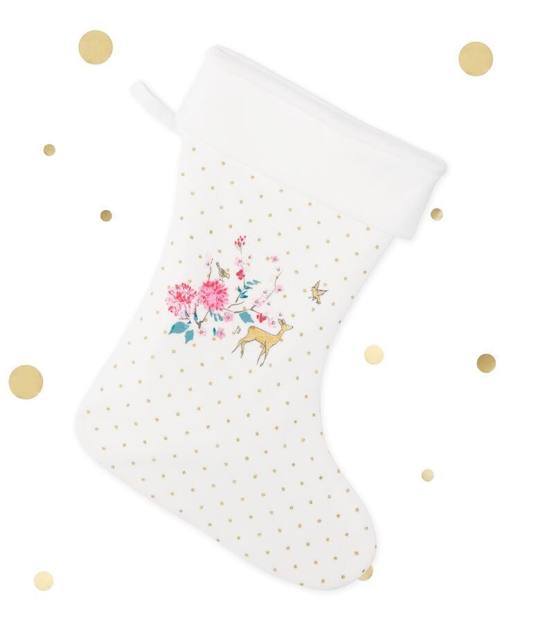 Chaussettes de No&euml;l fille blanc/jaune