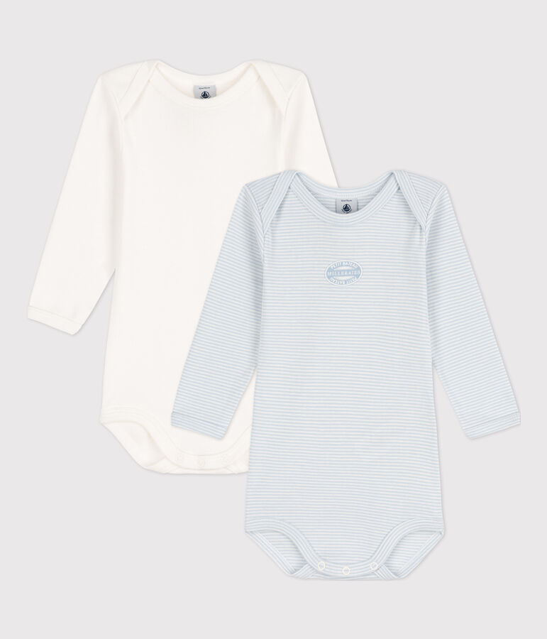 Lot de 2 bodies manches longues milleraies b&eacute;b&eacute; en coton multicouleur