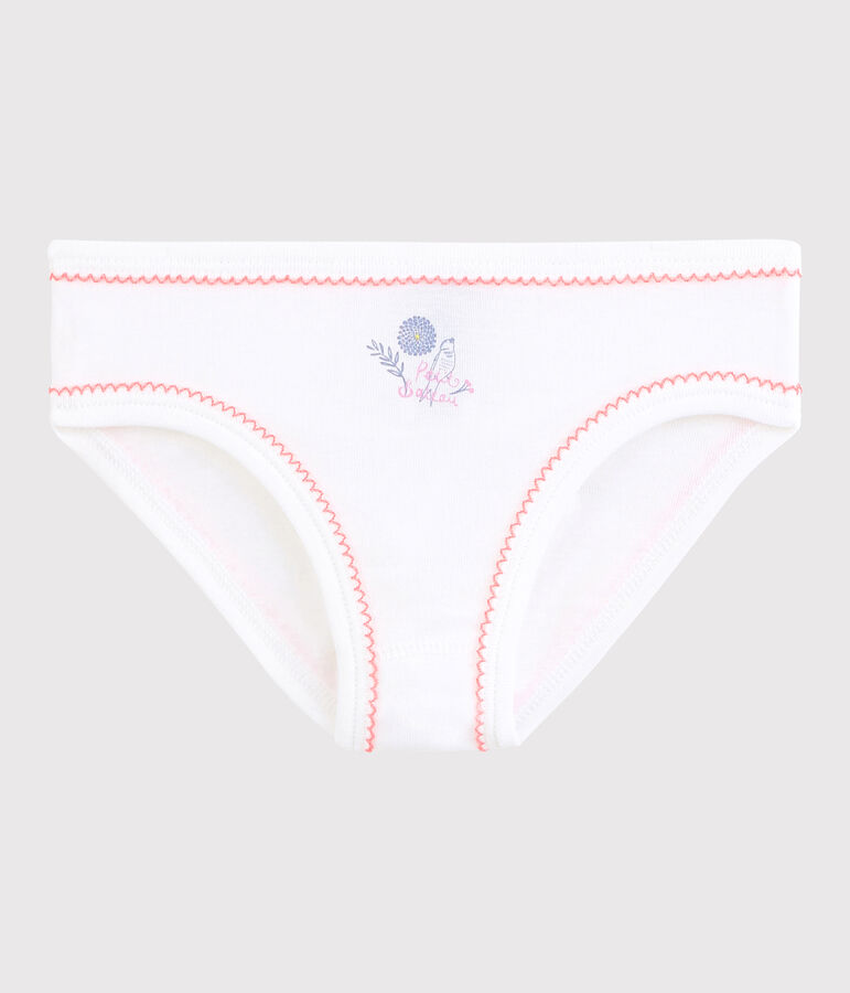 Culotte petite fille en coton blanc/rose