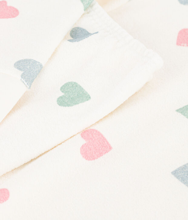 Pyjama enfant en coton &eacute;ponge &agrave; c&oelig;urs &eacute;cru/multicouleur