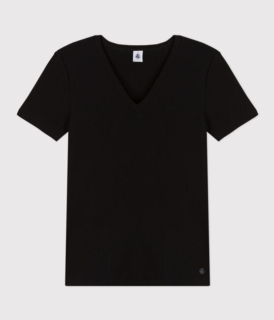 Tee-shirt l'Iconique manches courtes en côte unie femme noir BLACK