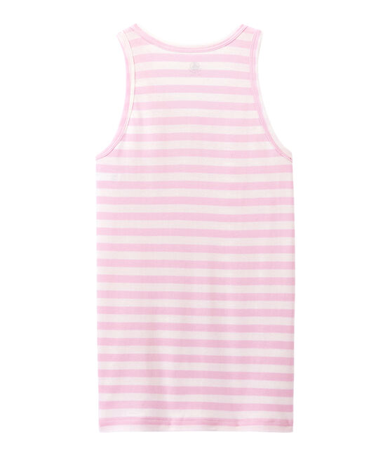 Débardeur femme en côte originale rayée rose BABYLONE/blanc MARSHMALLOW