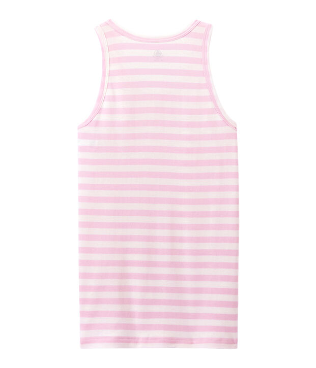 D&eacute;bardeur femme en c&ocirc;te originale ray&eacute;e rose/blanc