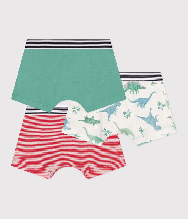 Lot de 3 boxers enfant en coton imprim&eacute; dinosaures multicouleur