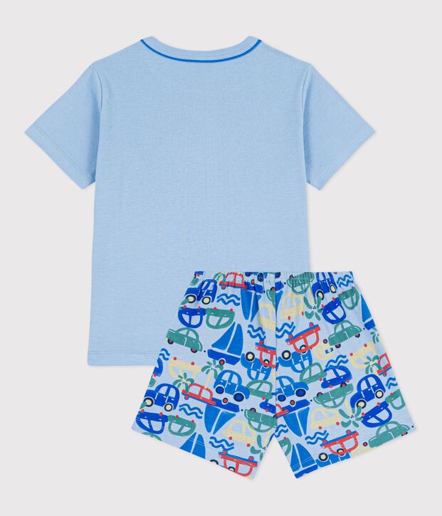 Pyjama short enfant en coton imprim&eacute; voitures bleu/multicouleur