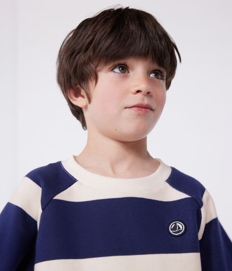 Sweatshirt enfant mixte en coton &agrave; rayures bleu MEDIEVAL/ AVALANCHE