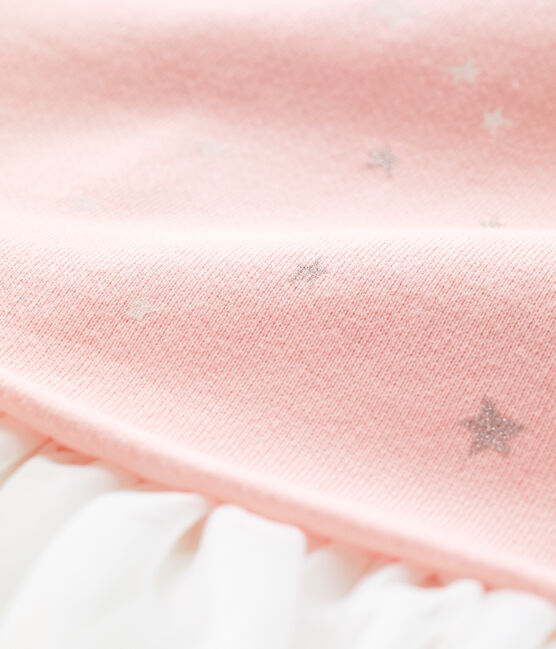 Robe en molleton bébé. rose MINOIS/blanc MARSHMALLOW