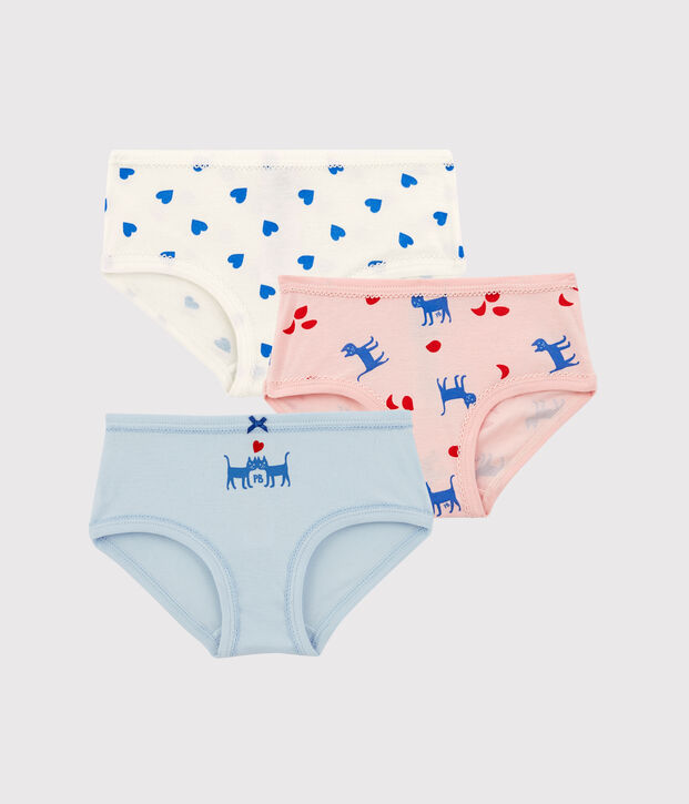 Lot de 3 culottes petite fille chats en coton multicouleur