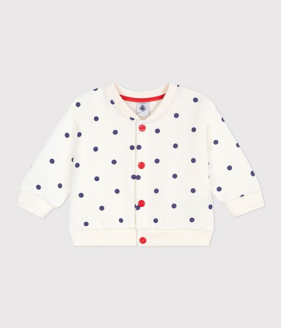 Veste teddy bébé en coton, imprimée à pois bleu MILK/ SOIR