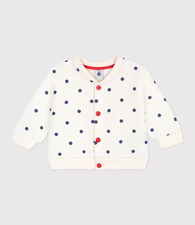 Veste teddy b&eacute;b&eacute; en coton, imprim&eacute;e &agrave; pois bleu/bleu