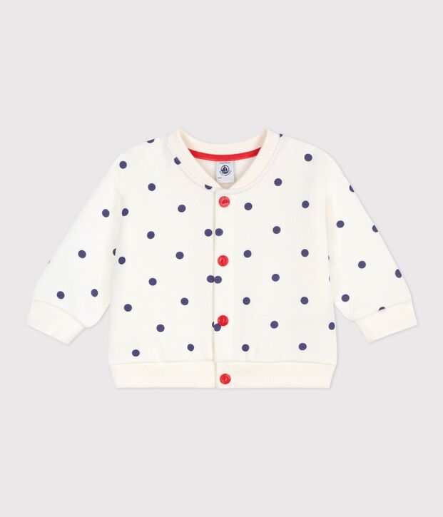 Veste teddy b&eacute;b&eacute; en coton, imprim&eacute;e &agrave; pois bleu/bleu