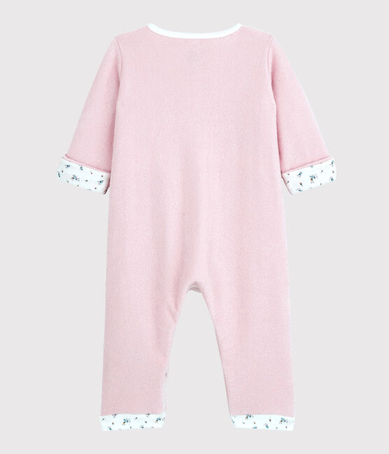 Combinaison longue rose bébé en bouclette éponge rose JOLI