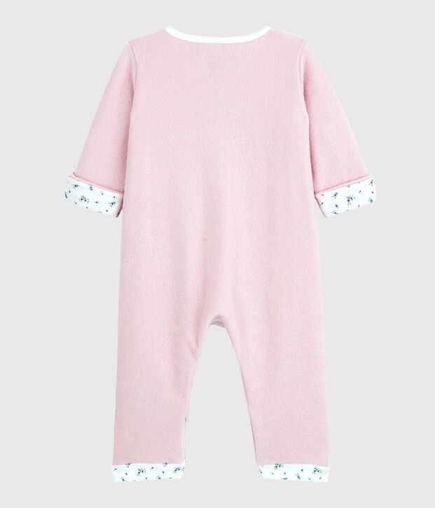 Combinaison longue rose b&eacute;b&eacute; en bouclette &eacute;ponge rose clair