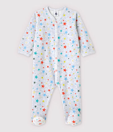 PETIT BATEAU - Dors-bien gris chiné à étoiles bébé en velours