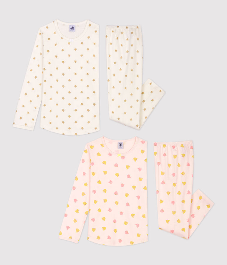 Lot de 2 pyjamas imprim&eacute;s &eacute;toiles et panth&egrave;res petite fille en coton multicouleur