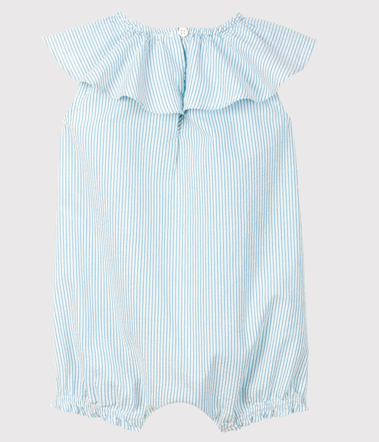 Combicourt b&eacute;b&eacute; fille en seersucker blanc MARSHMALLOW/bleu ACIER