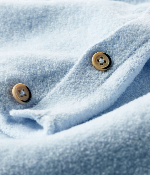 Ensemble deux pi&egrave;ces b&eacute;b&eacute; en coton, laine m&eacute;rinos et polyester bleu clair
