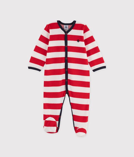 Dors Bien Bebe Garcon En Velours A Rayures Rouges Froufrou Marshmallow Petit Bateau