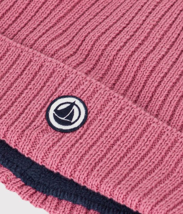 Bonnet en tricot doubl&eacute; en polaire enfant gar&ccedil;on-fille rose