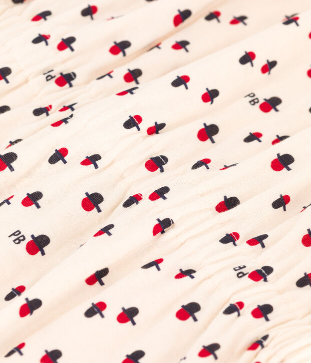 Robe manches longues &agrave; imprim&eacute; en tubique enfant fille &eacute;cru/multicouleur