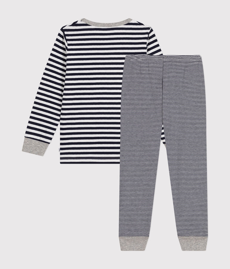 Pyjama en coton ray&eacute; enfant bleu/blanc