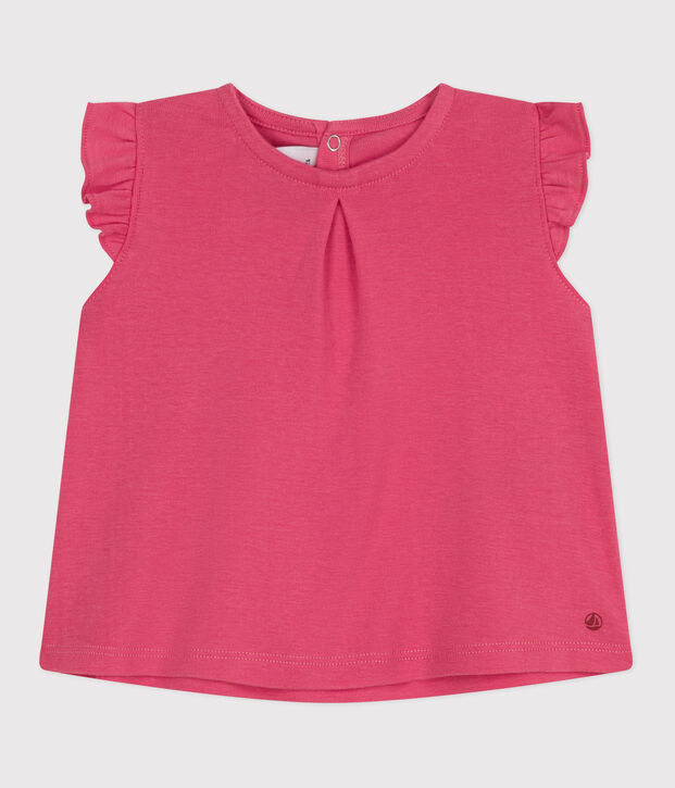 Blouse b&eacute;b&eacute; en coton sans manches rose