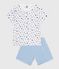 Pyjama short enfant en coton bleu JASMIN/blanc MULTICO