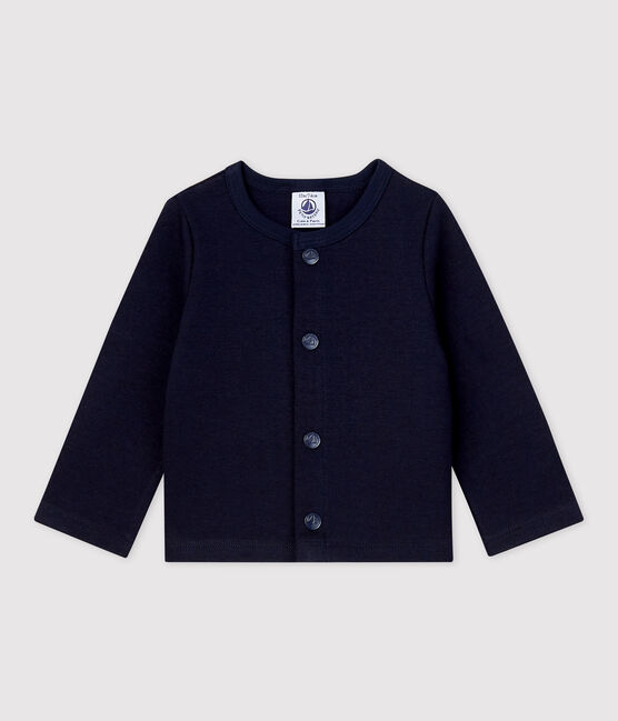 Cardigan uni en jersey épais bio bébé bleu SMOKING