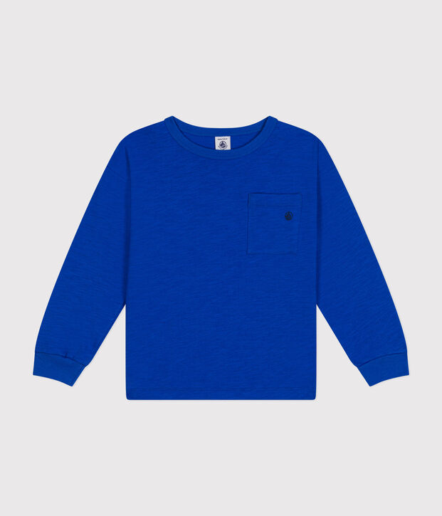 Tee-shirt manches longues en jersey flamm&eacute; enfant gar&ccedil;on bleu