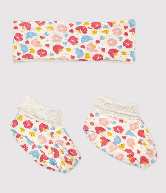 Lot bandeau et chaussons fleuri bébé fille en coton biologique variante 1